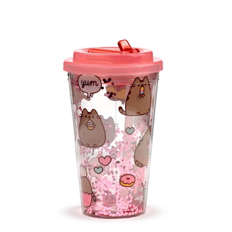 Pusheen - Tasse à double paroi avec paille