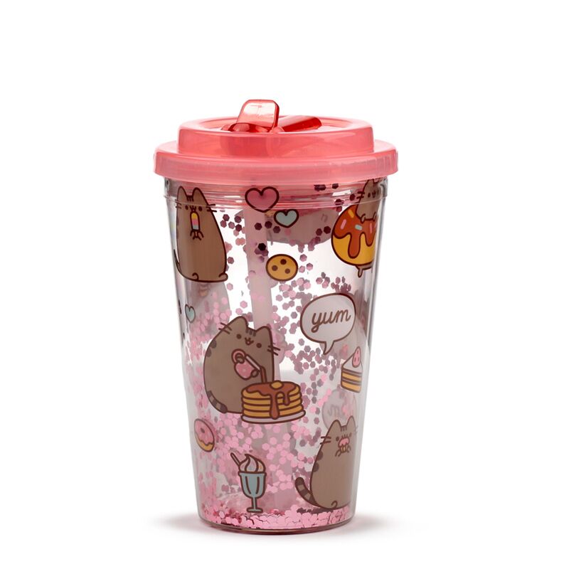 Pusheen - Tasse à double paroi avec paille